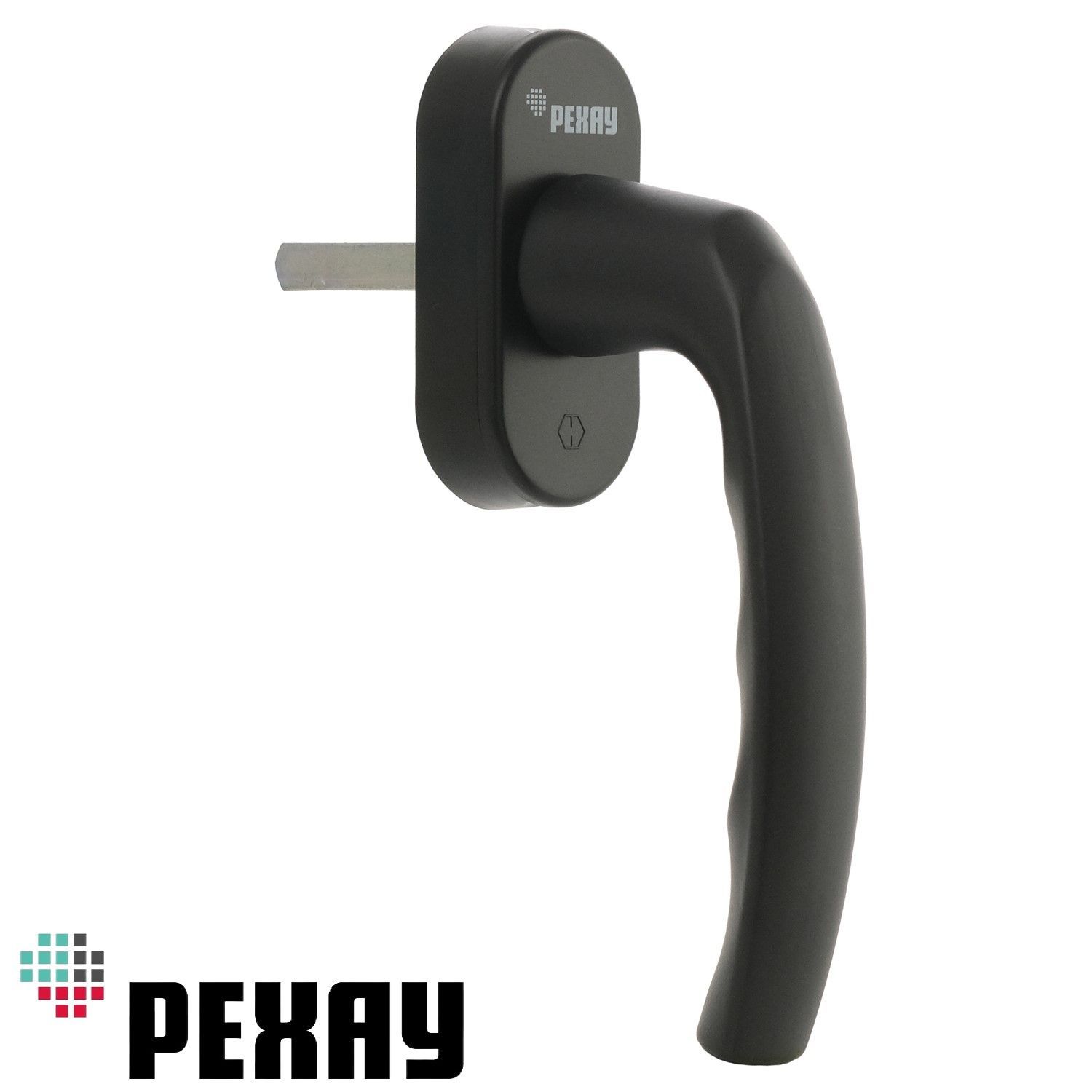 Ручка оконная РЕХАУ FREYA для ПВХ окон / для балконной двери / со штифтом VarioFit, черный матовый.