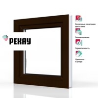 Пластиковое окно РЕХАУ EXPERIENCE BLITZ 1000х1000 мм (ВхШ) одностворчатое, поворотно-откидное левое, двухкамерный стеклопакет, шоколадно-коричневый снаружи