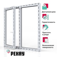 Пластиковое окно РЕХАУ EXPERIENCE BLITZ 800х1000 мм (ВхШ) двухстворчатое, поворотно-откидное левое / глухое правое, однокамерный стеклопакет, белое
